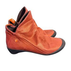 Softinos Farah Red/Brown Nubuck Zip Up Ankle Booties Boots Womens Sz EU 38 / 7.5